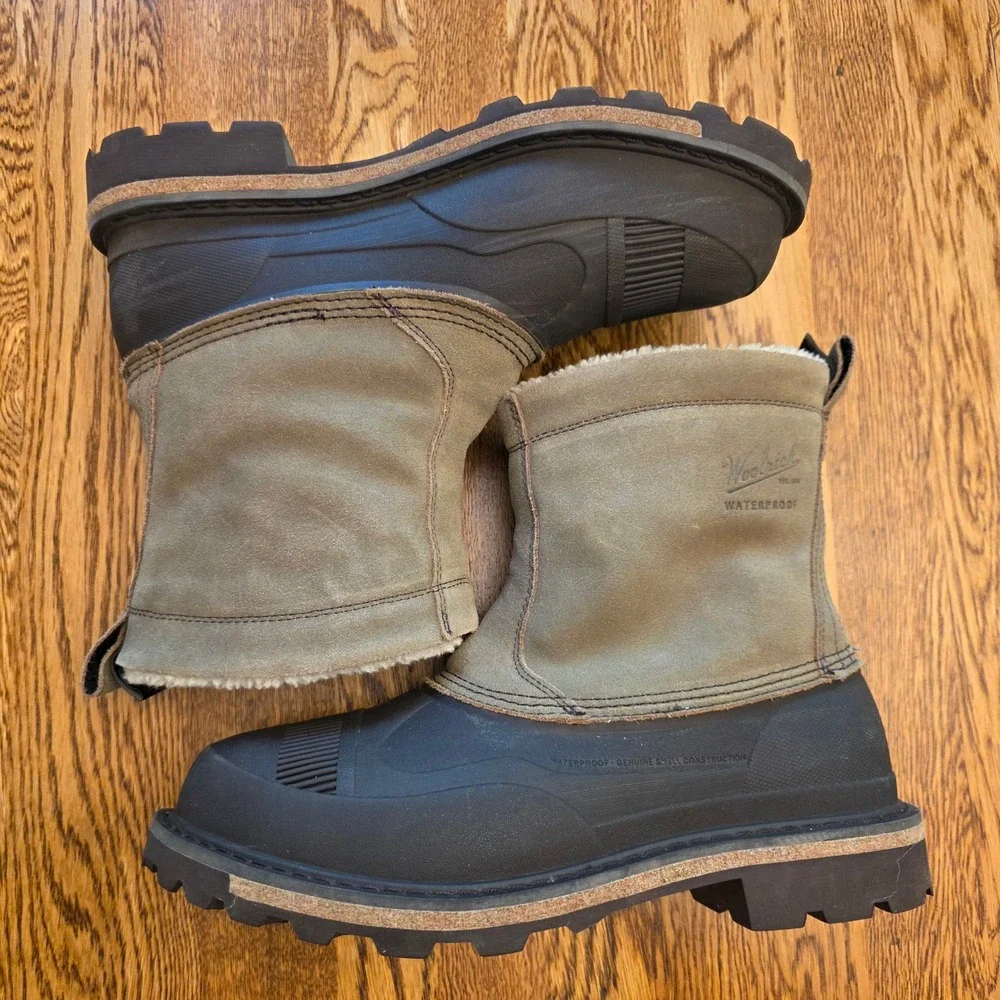 Woolrich Mens 8 Waterproof Duck Boots Tan Suede Shearling Lined Winter Gorpcore